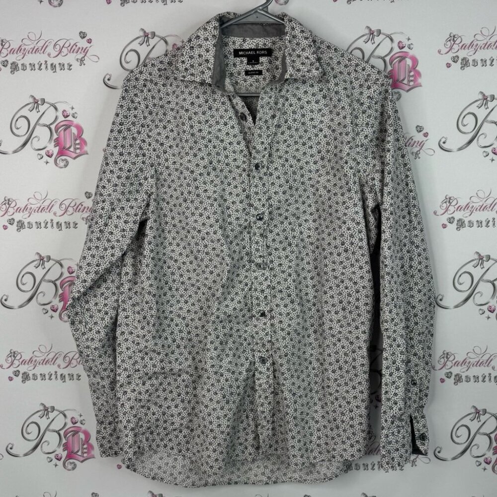 Michael Kors button up floral dotted Black and White Patterned Casual Shirt